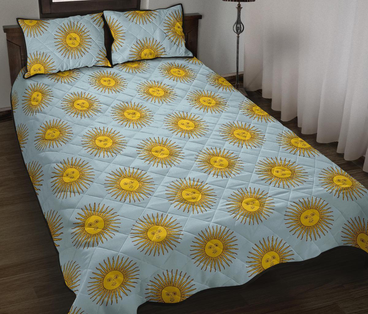 Sun Print Pattern Bed Set Quilt-grizzshop