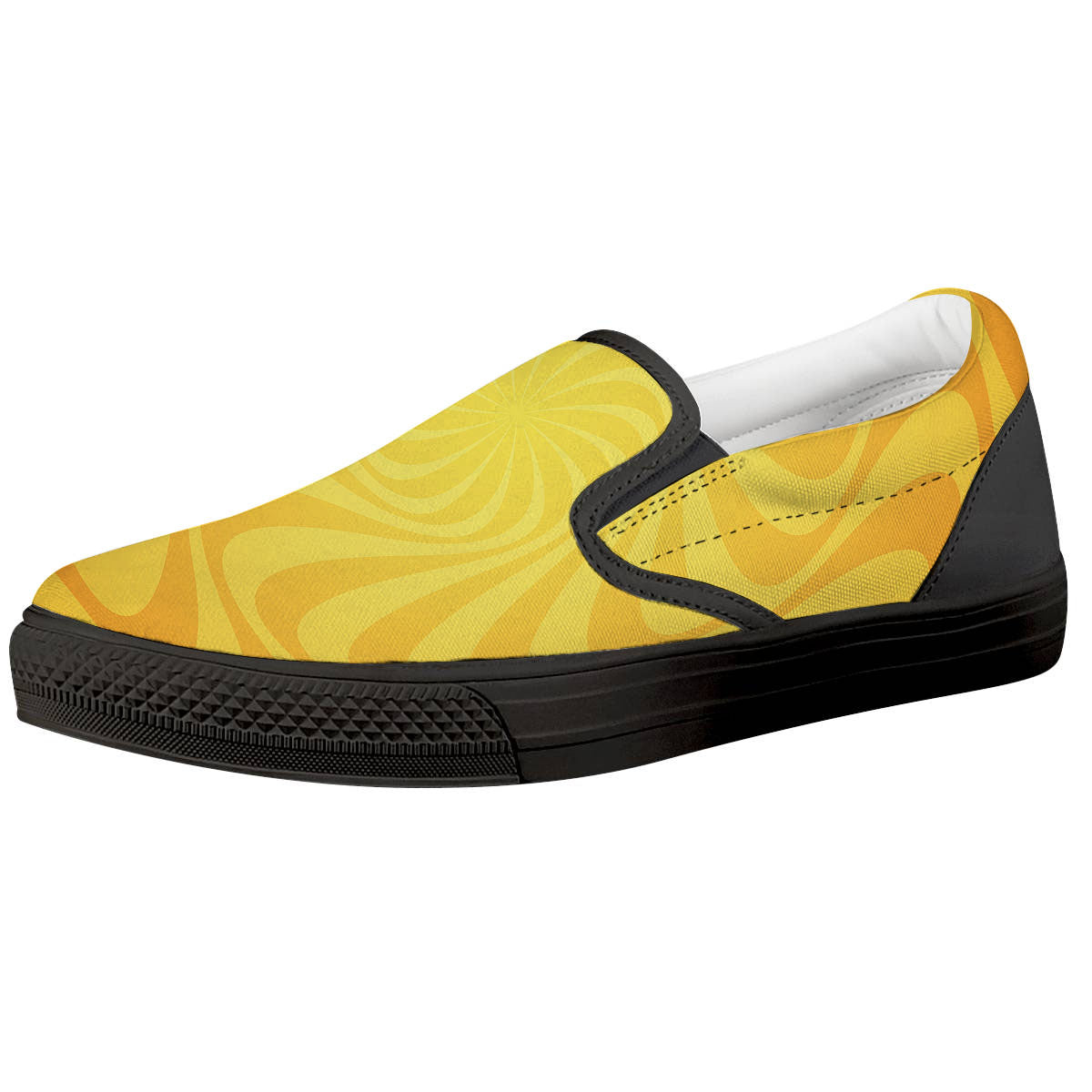 Sun Psychedelic Burning Print Black Slip On Shoes-grizzshop
