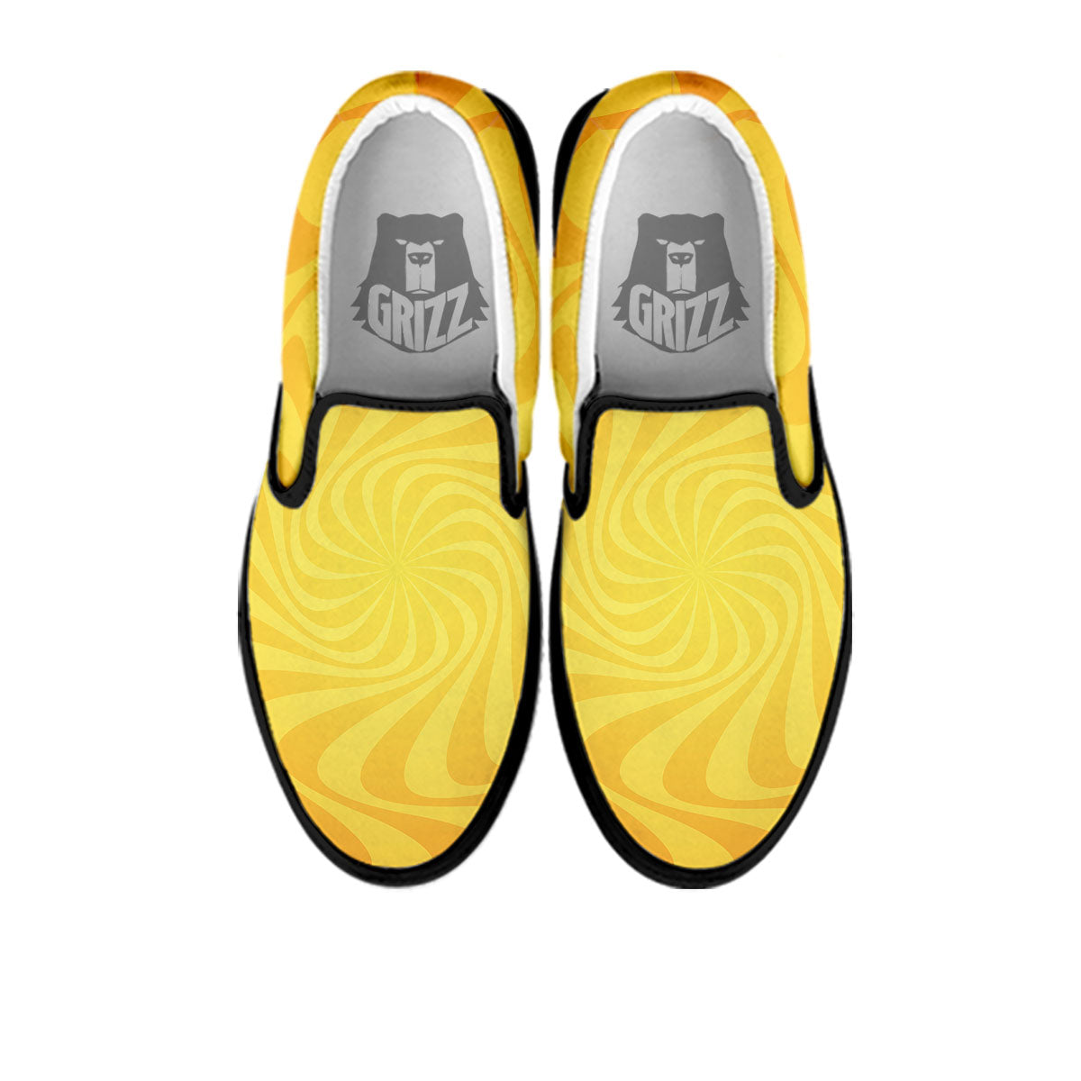 Sun Psychedelic Burning Print Black Slip On Shoes-grizzshop