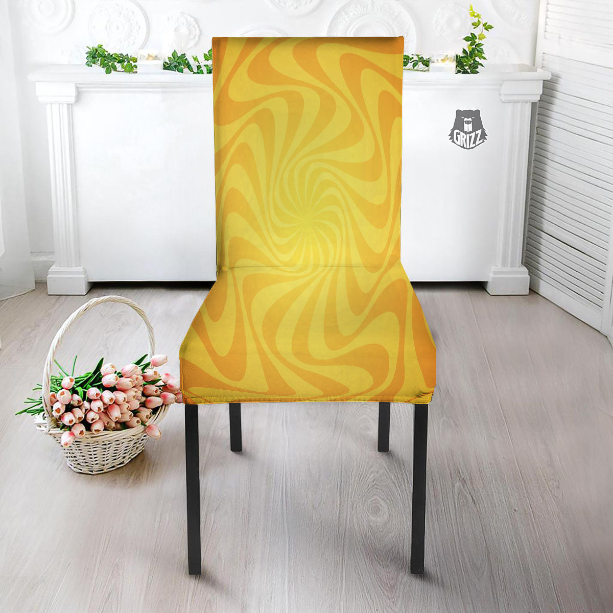 Sun Psychedelic Burning Print Dining Chair Slipcover-grizzshop