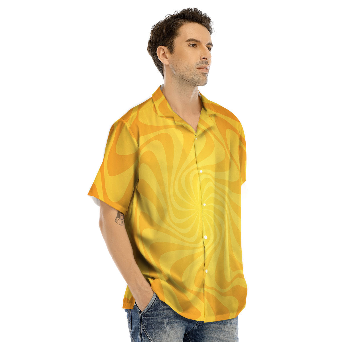 Sun Psychedelic Burning Print Men's Hawaiian Shirt-grizzshop