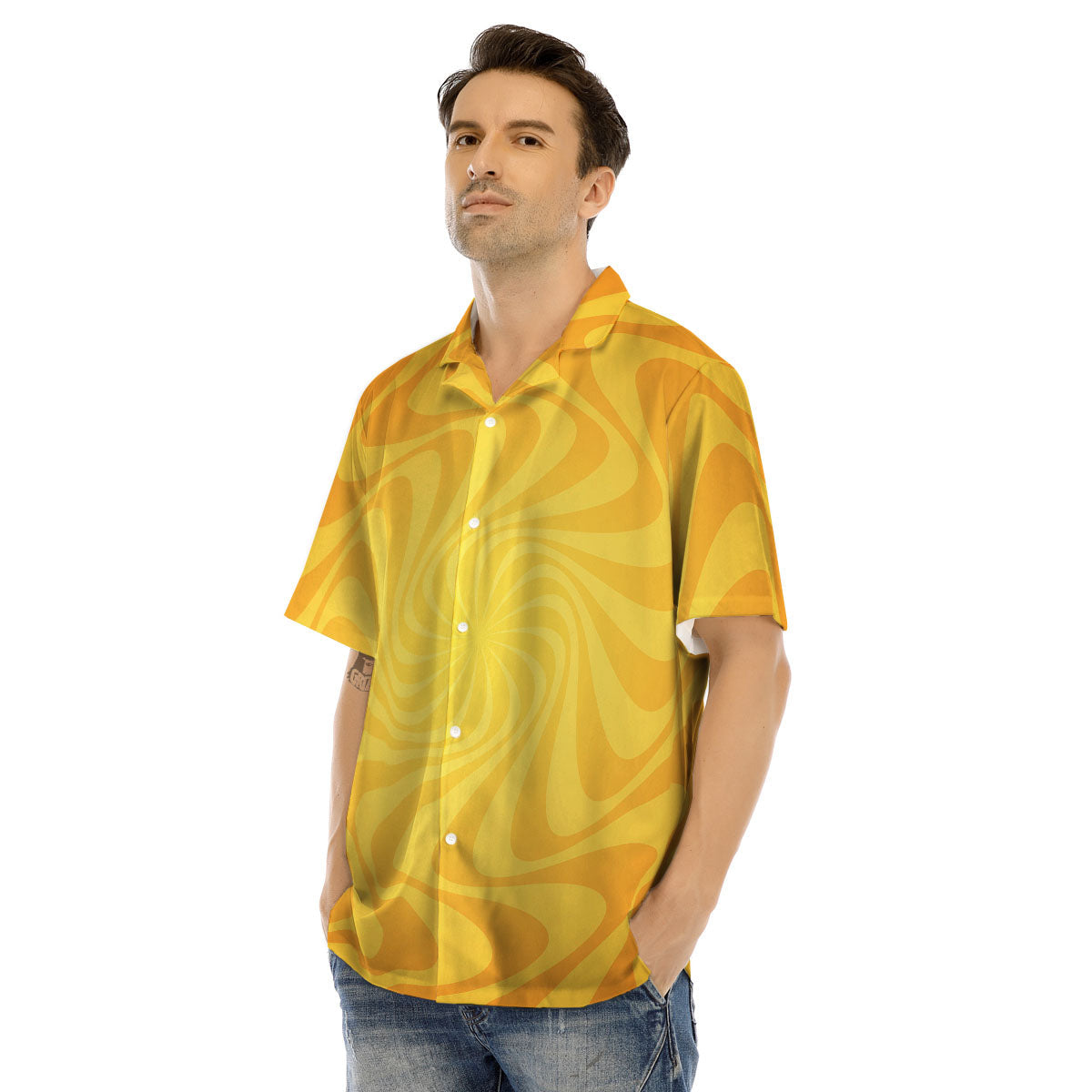 Sun Psychedelic Burning Print Men's Hawaiian Shirt-grizzshop