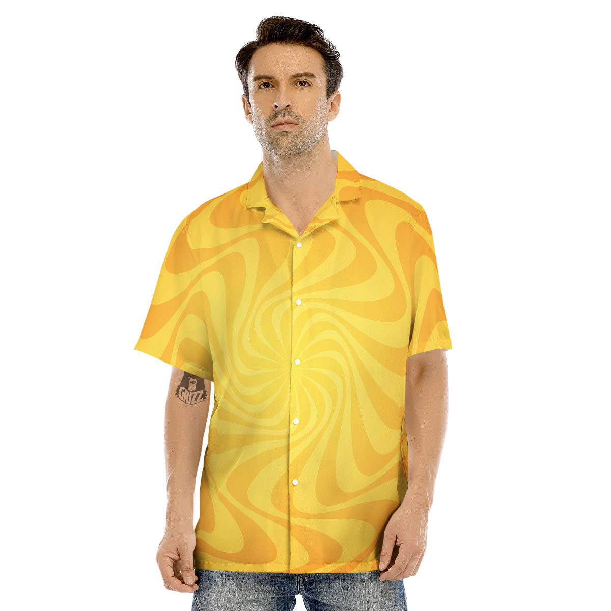 Sun Psychedelic Burning Print Men's Hawaiian Shirt-grizzshop