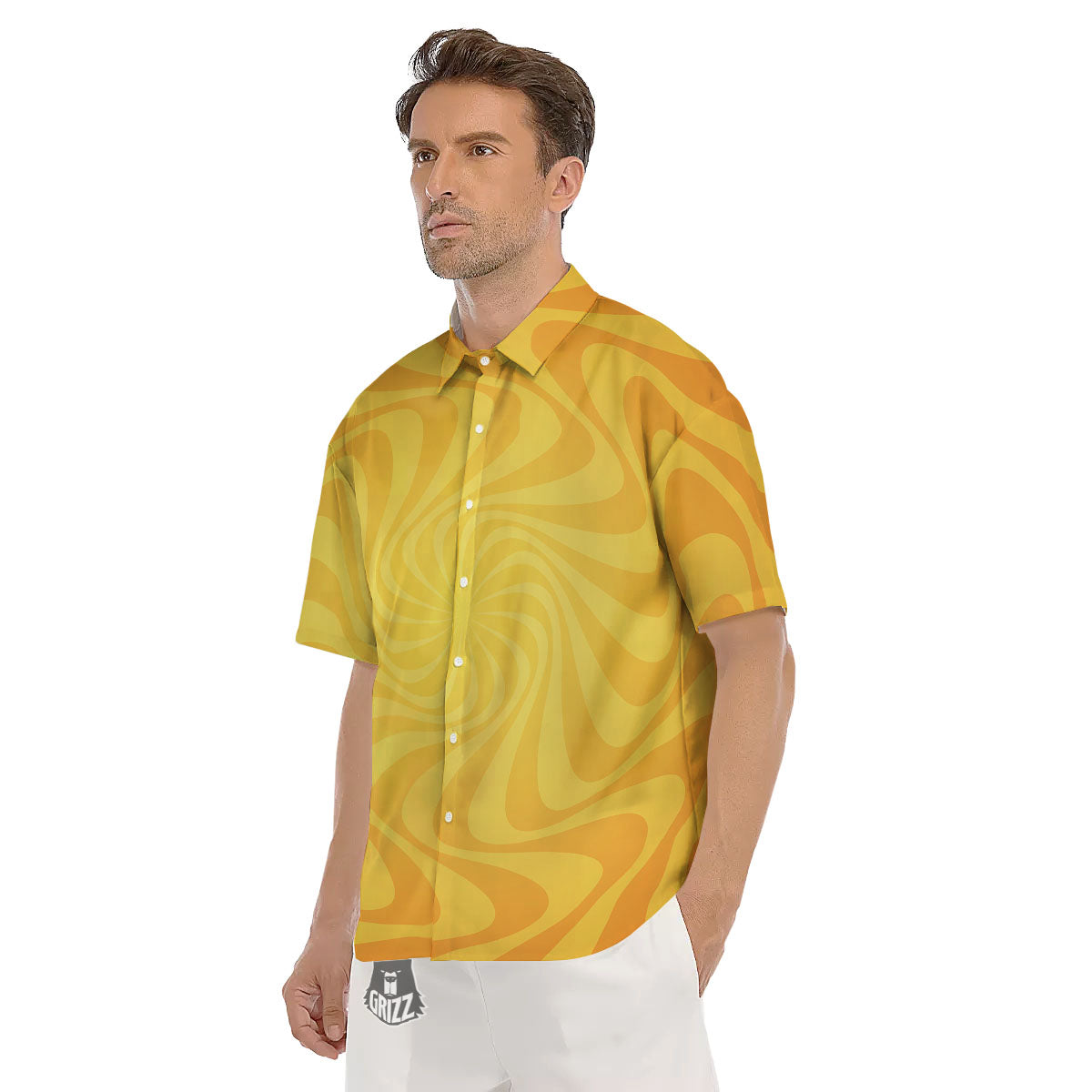 Sun Psychedelic Burning Print Men's Short Sleeve Shirts-grizzshop