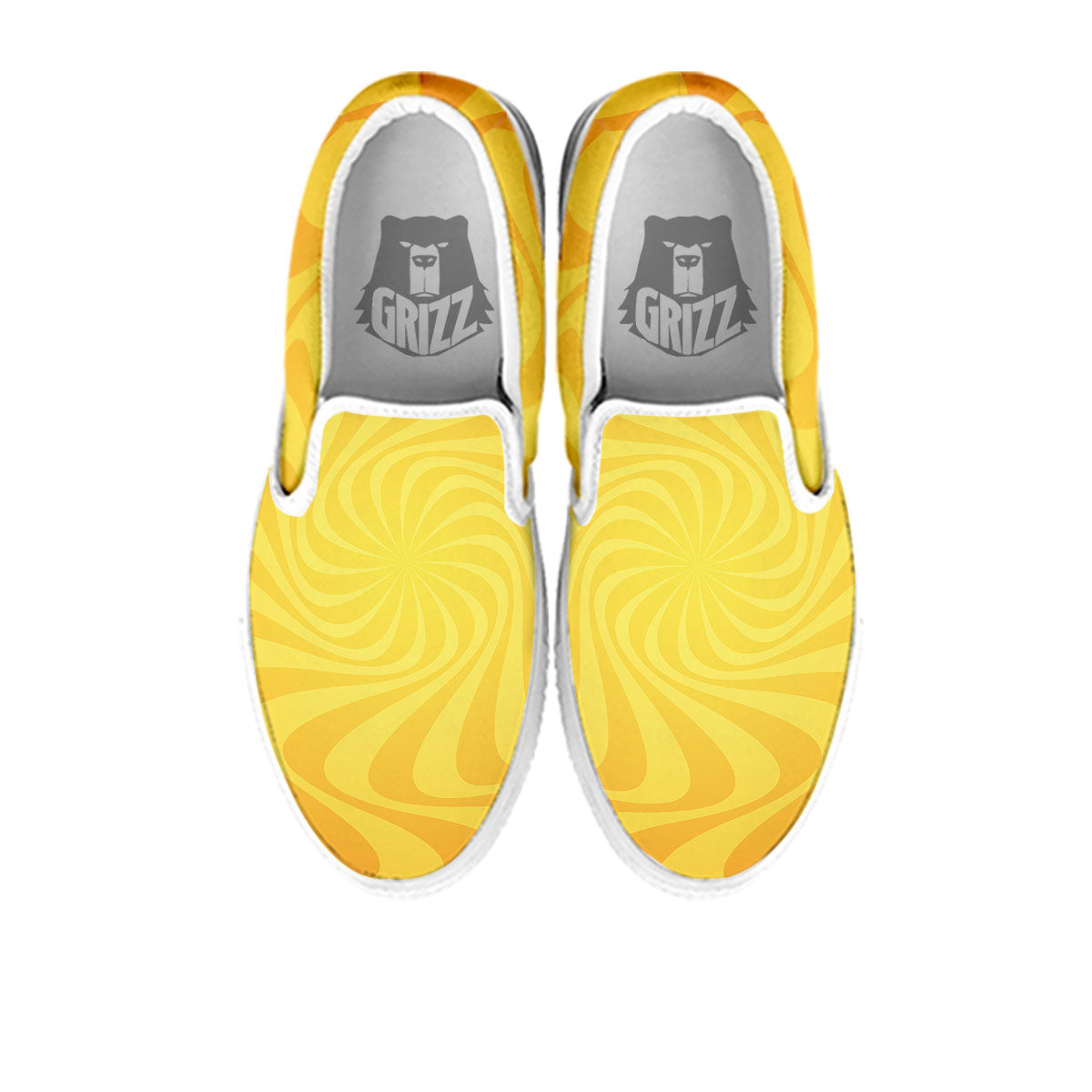 Sun Psychedelic Burning Print White Slip On Shoes-grizzshop