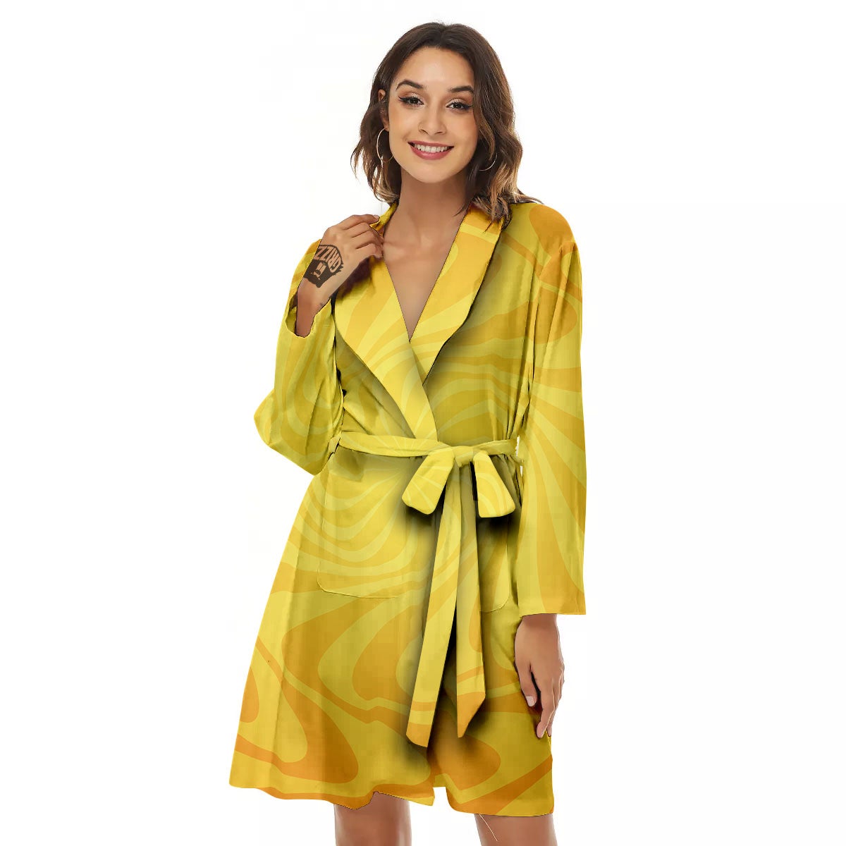 Sun Psychedelic Burning Print Women's Robe-grizzshop