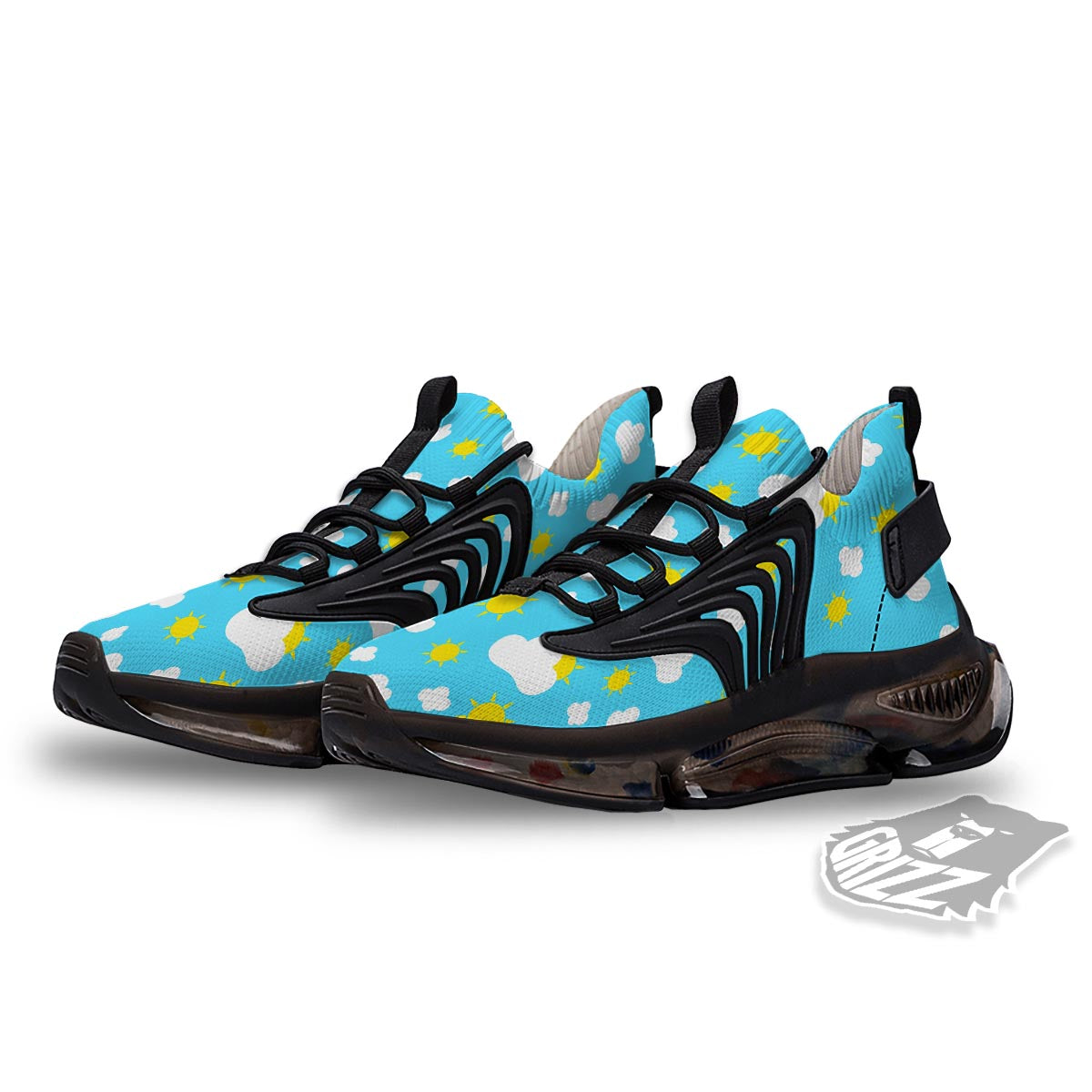 Sun Shiny Print Pattern Black Gym Shoes-grizzshop