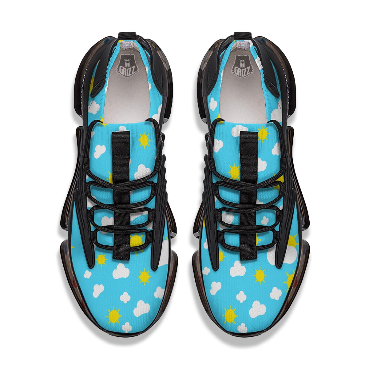 Sun Shiny Print Pattern Black Gym Shoes-grizzshop