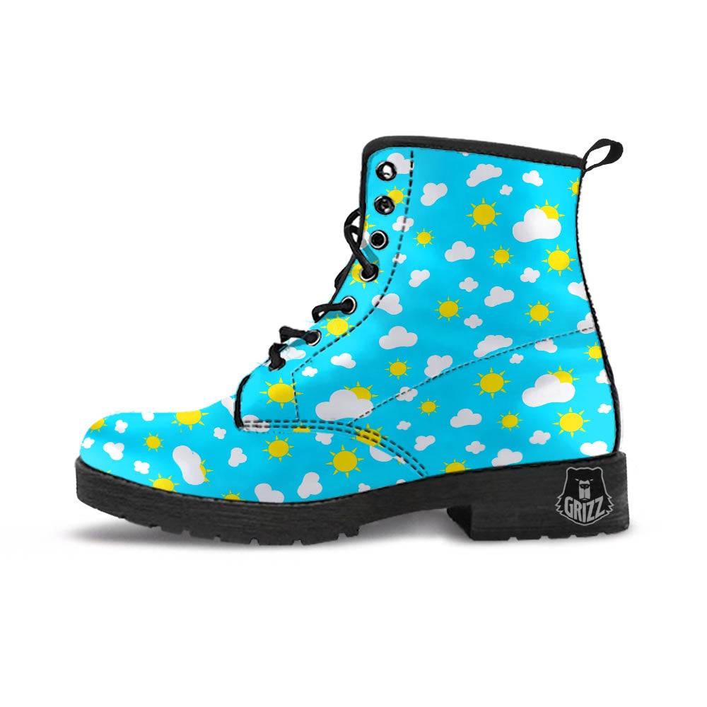 Sun Shiny Print Pattern Leather Boots-grizzshop