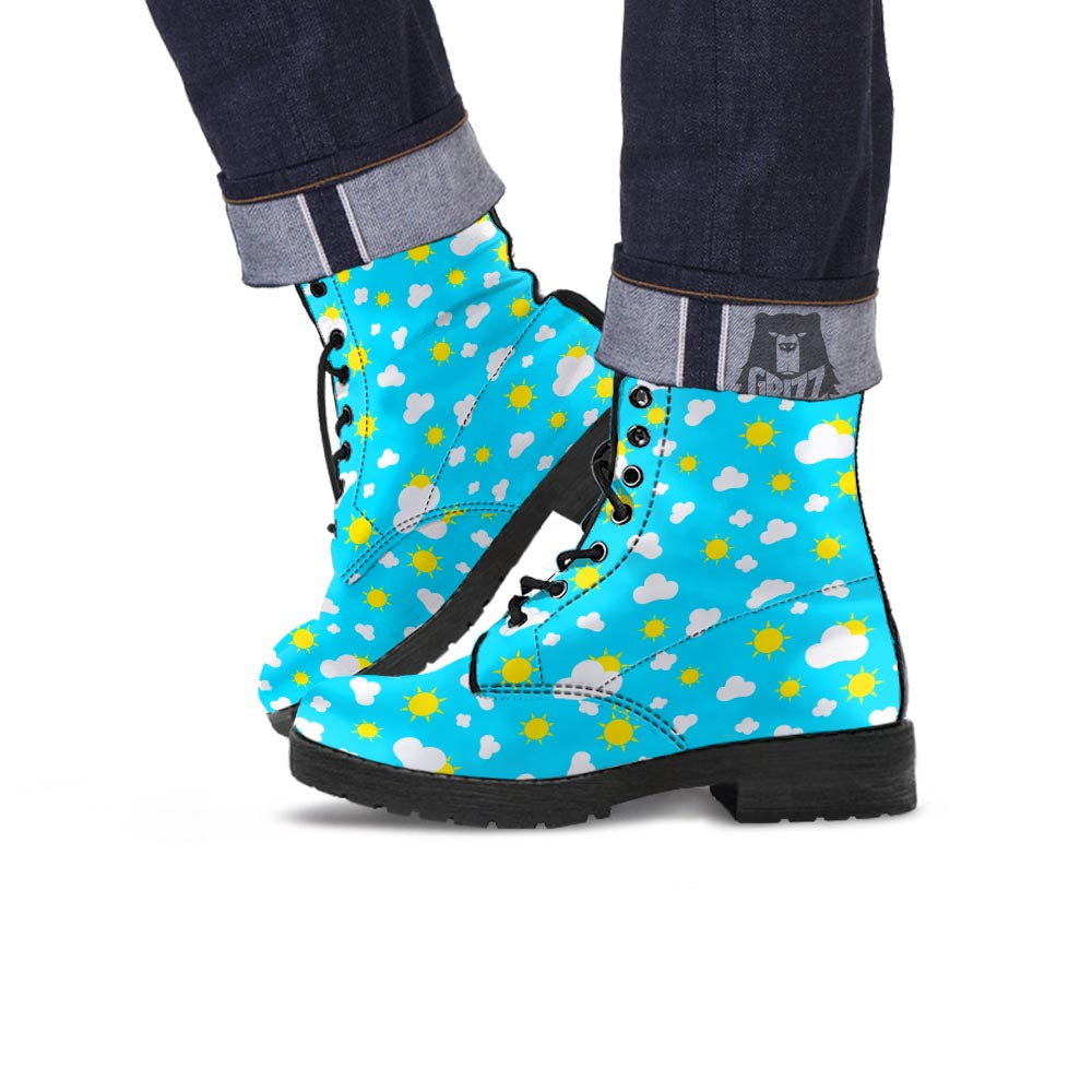 Sun Shiny Print Pattern Leather Boots-grizzshop
