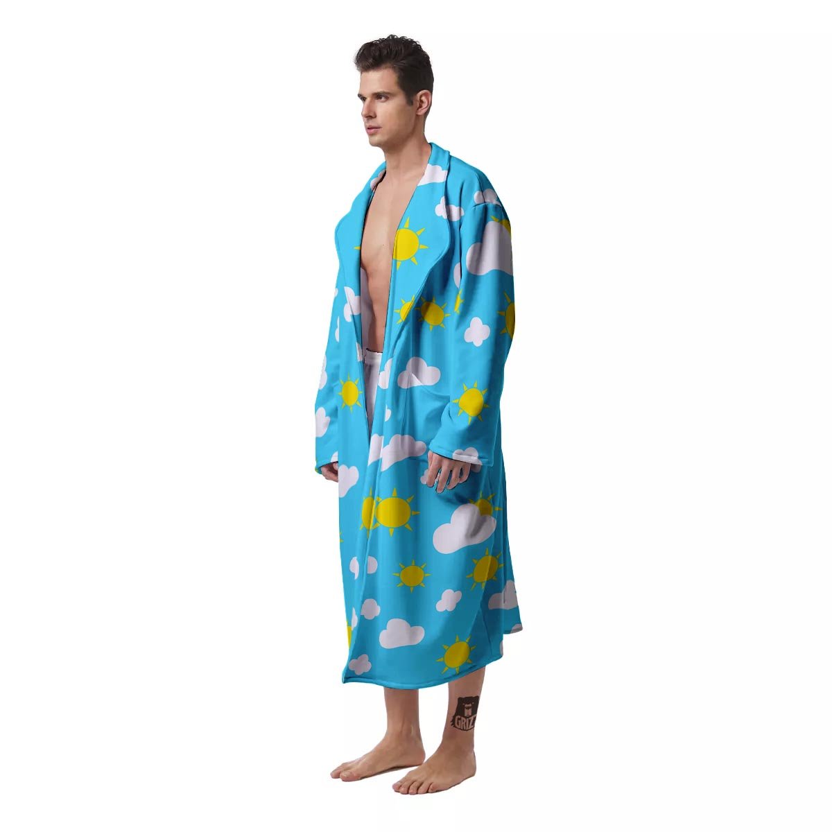 Sun Shiny Print Pattern Men's Robe-grizzshop