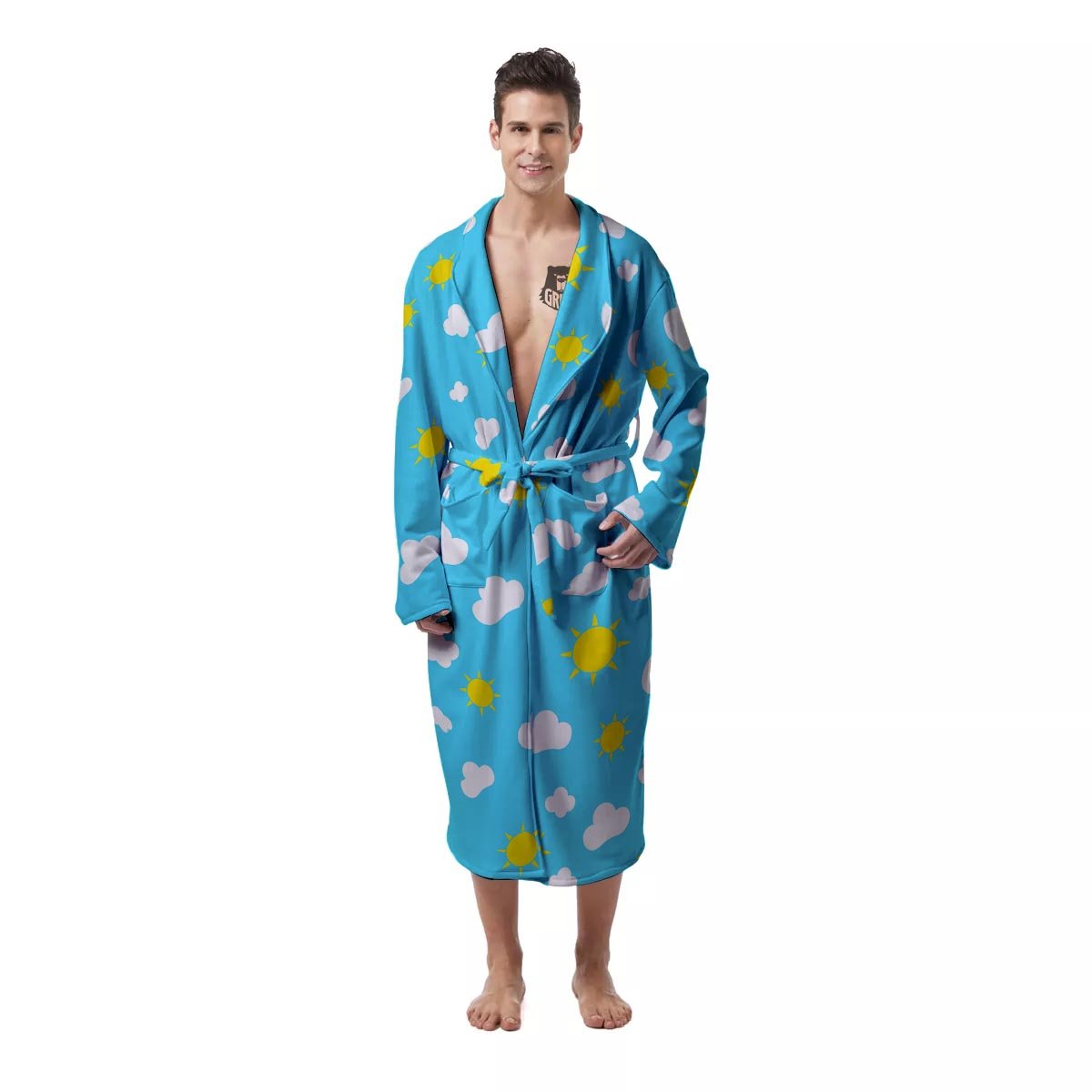 Sun Shiny Print Pattern Men's Robe-grizzshop