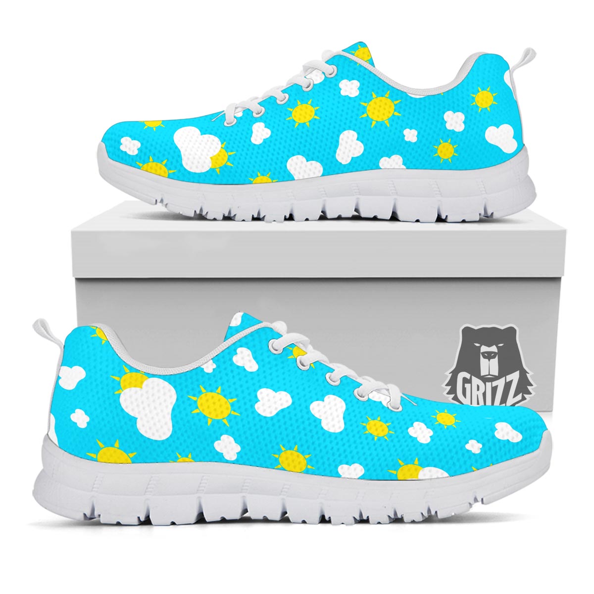 Sun Shiny Print Pattern White Sneaker-grizzshop
