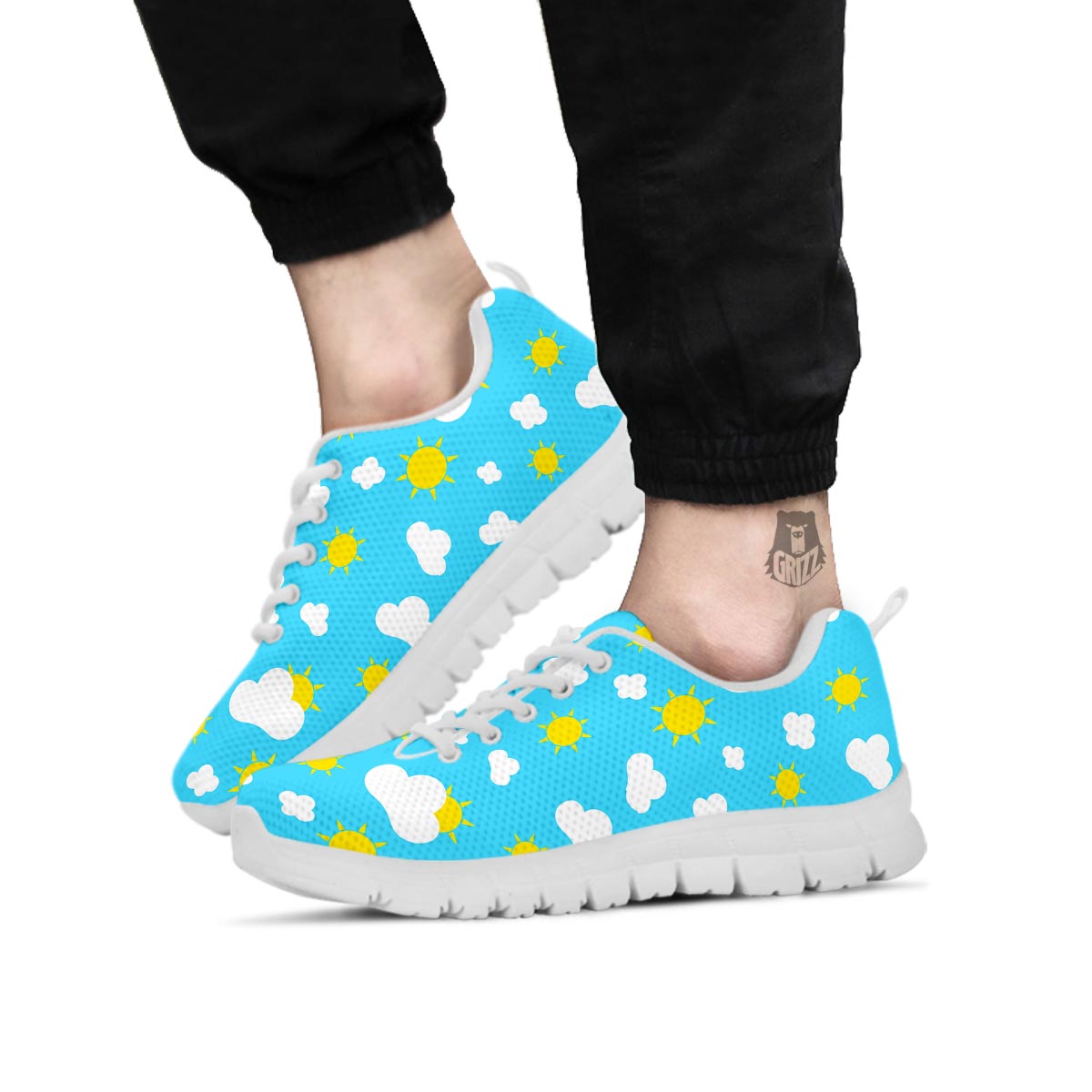 Sun Shiny Print Pattern White Sneaker-grizzshop