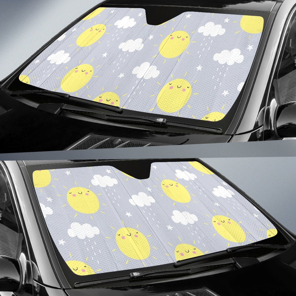 Sun Smile Pattern Print Car Sun Shade-grizzshop