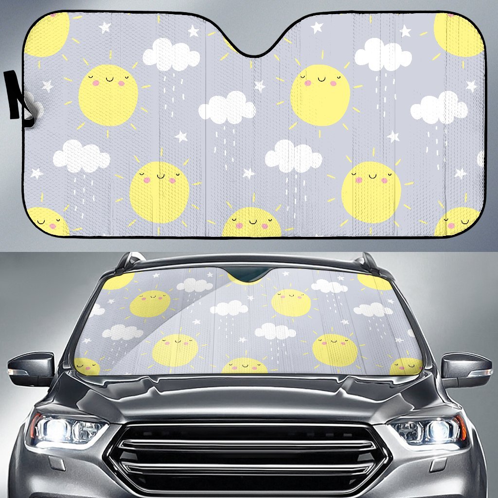 Sun Smile Pattern Print Car Sun Shade-grizzshop