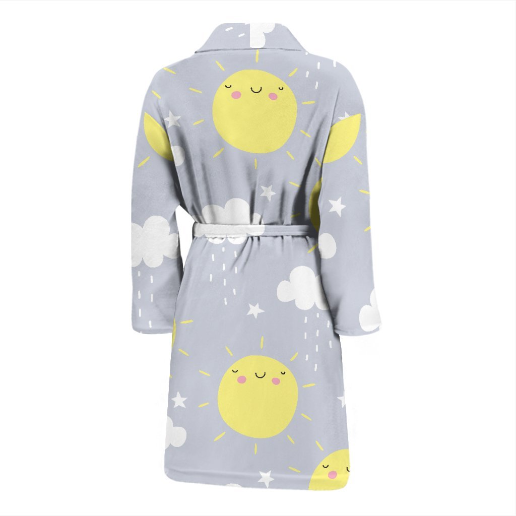 Sun Smile Pattern Print Men Long Robe-grizzshop