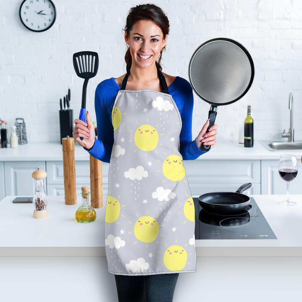 Sun Smile Pattern Print Women's Apron-grizzshop