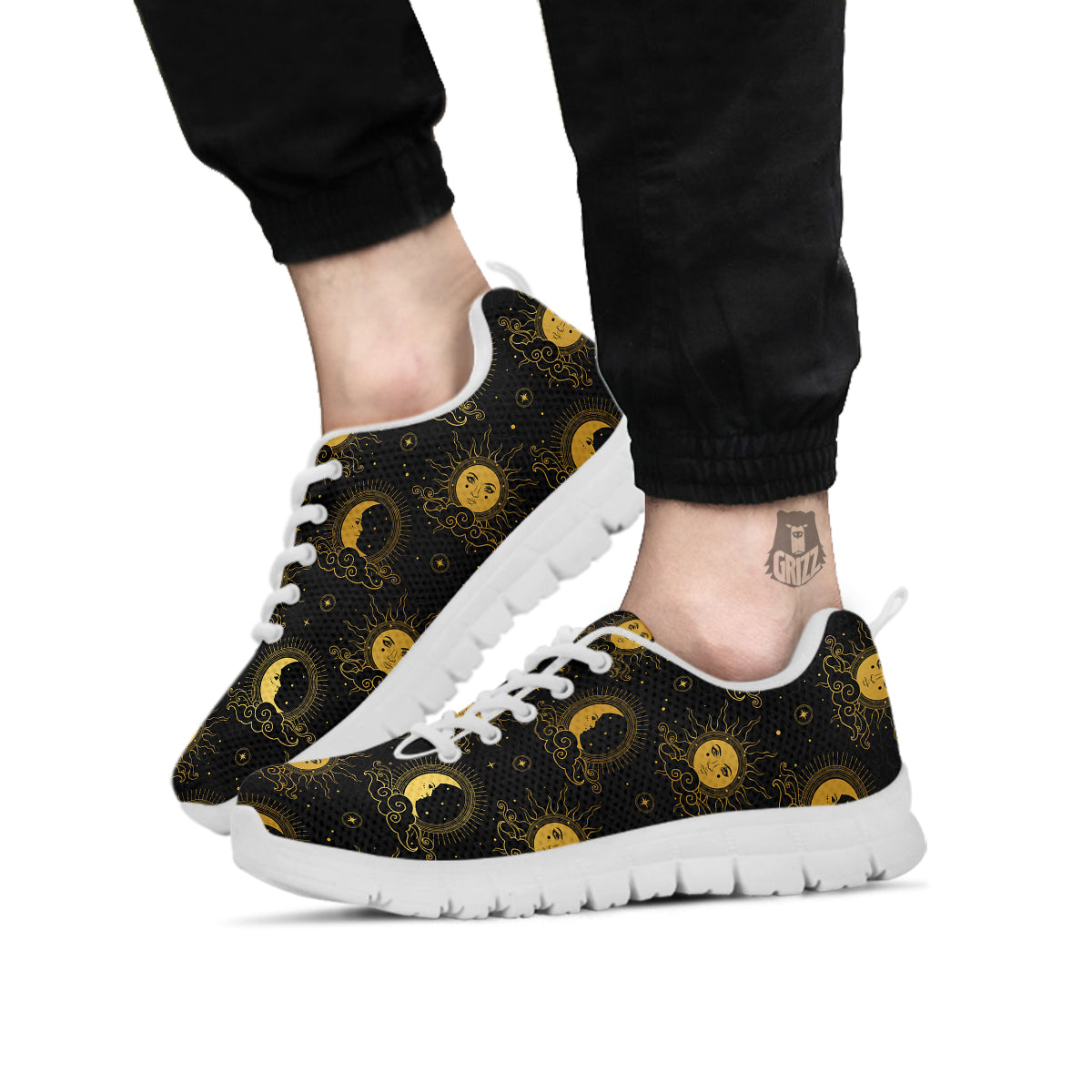 Sun Vintage Print Pattern White Sneaker-grizzshop