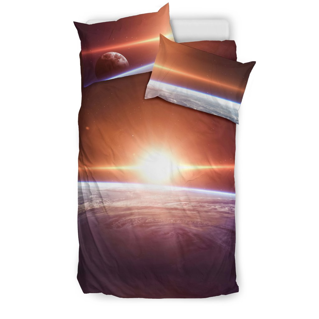 Sun Galaxy Space Earth Print Duvet Cover Bedding Set-grizzshop