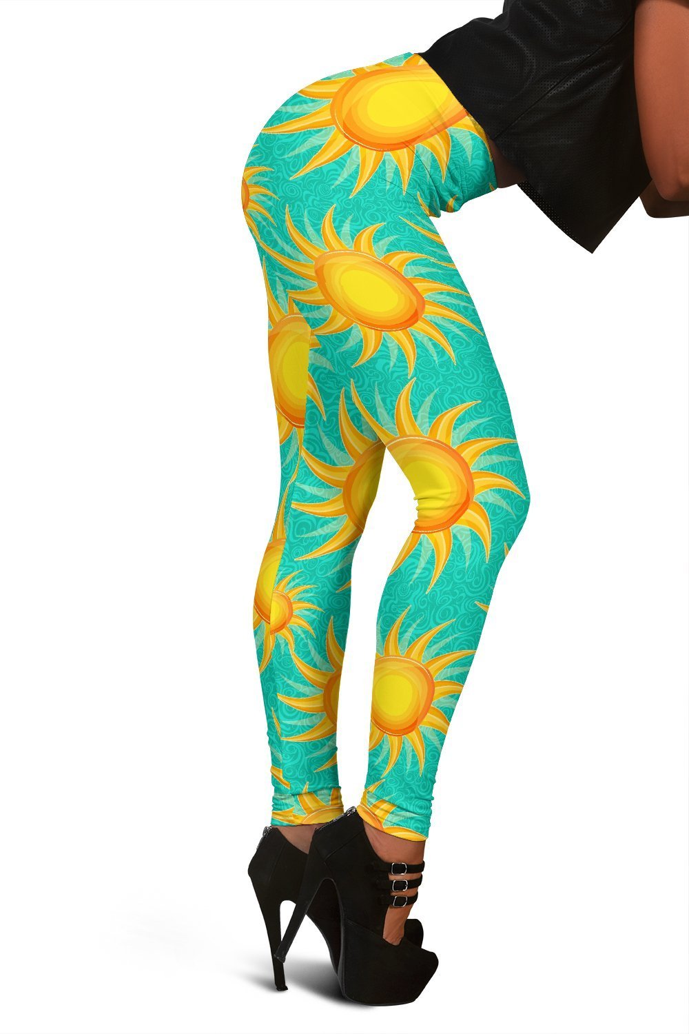 Sun Pattern Print Women Leggings-grizzshop