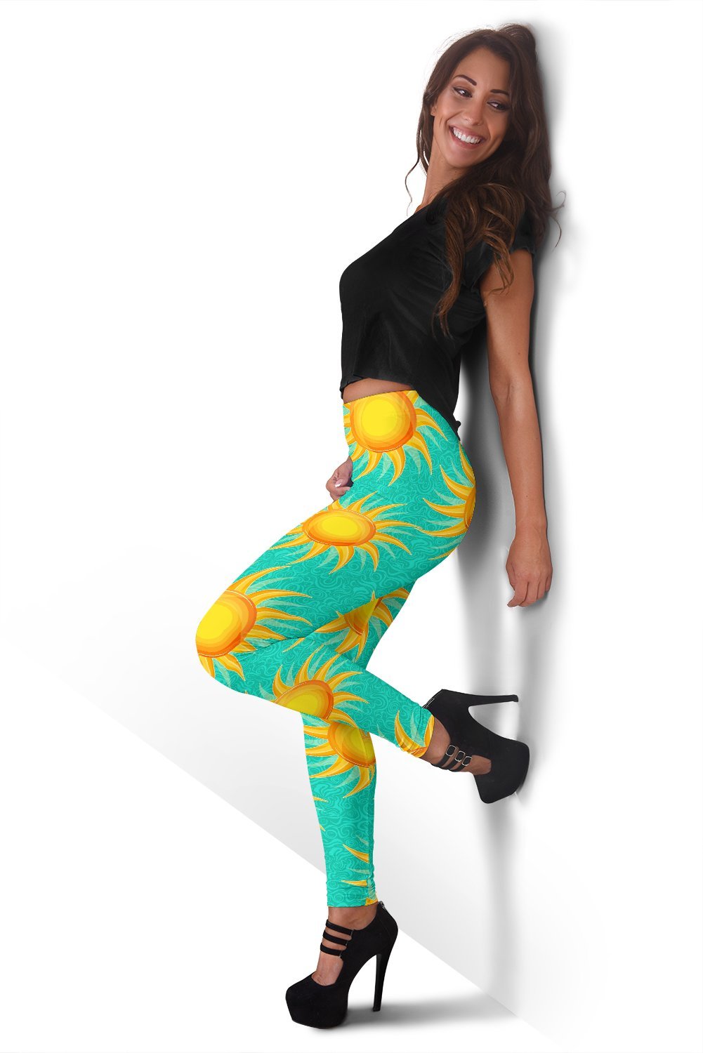 Sun Pattern Print Women Leggings-grizzshop