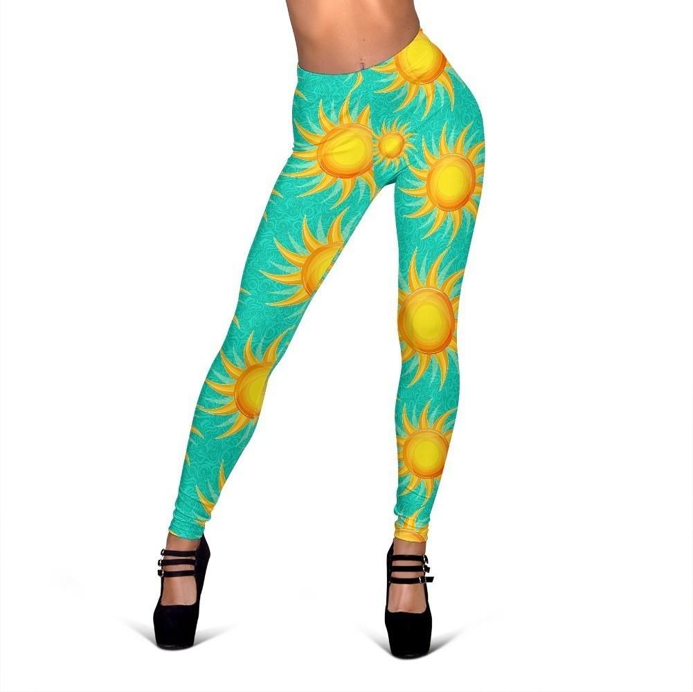 Sun Pattern Print Women Leggings-grizzshop