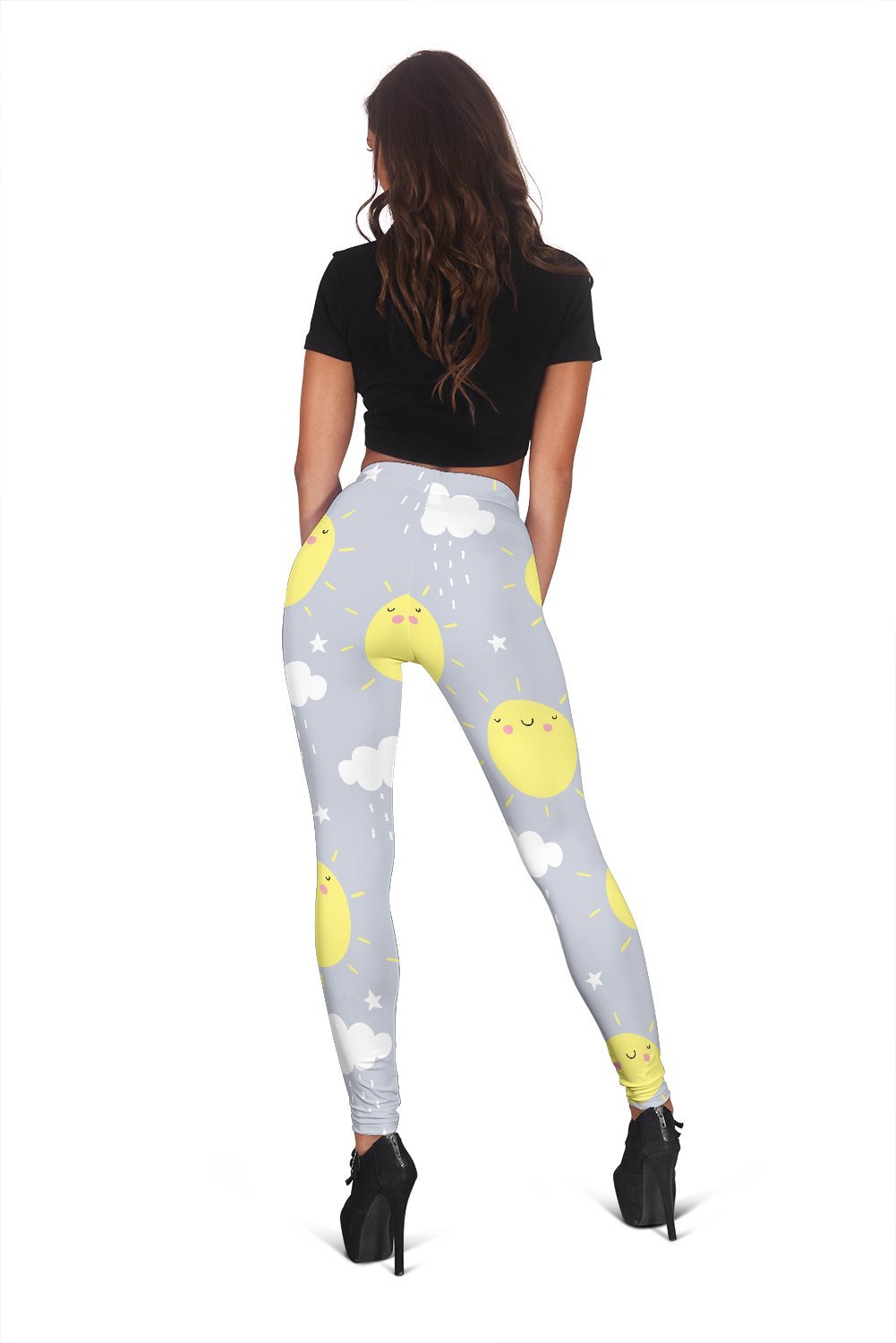 Sun Smile Pattern Print Women Leggings-grizzshop