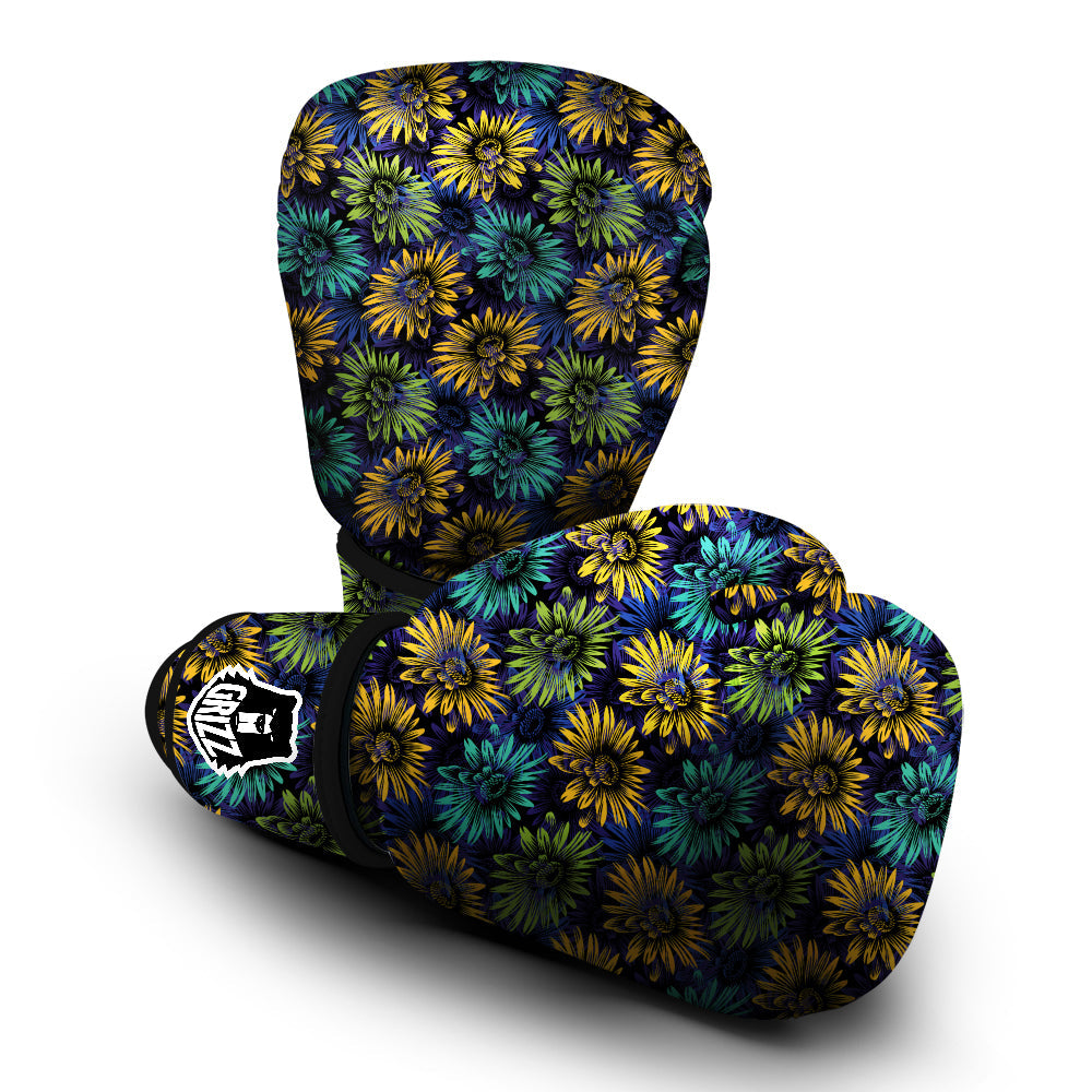 Sunflower Abstract Print Pattern Boxing Gloves-grizzshop