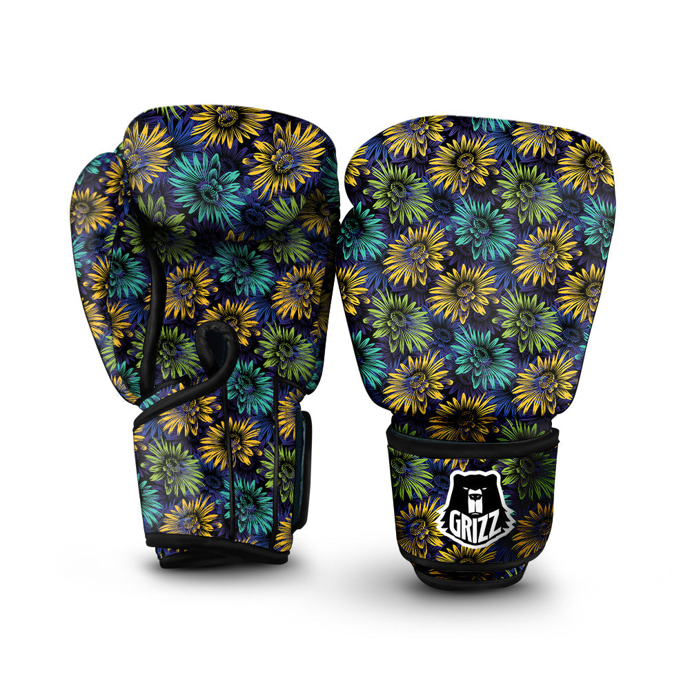 Sunflower Abstract Print Pattern Boxing Gloves-grizzshop