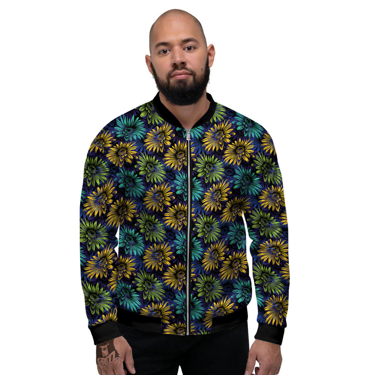 Sunflower Abstract Print Pattern Men's Bomber Jacket-grizzshop