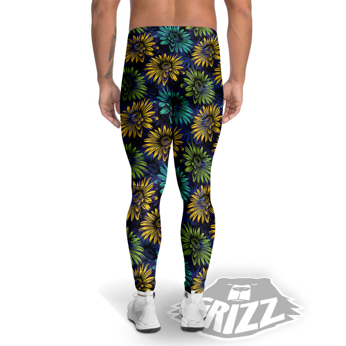 Sunflower Abstract Print Pattern Men's Leggings-grizzshop