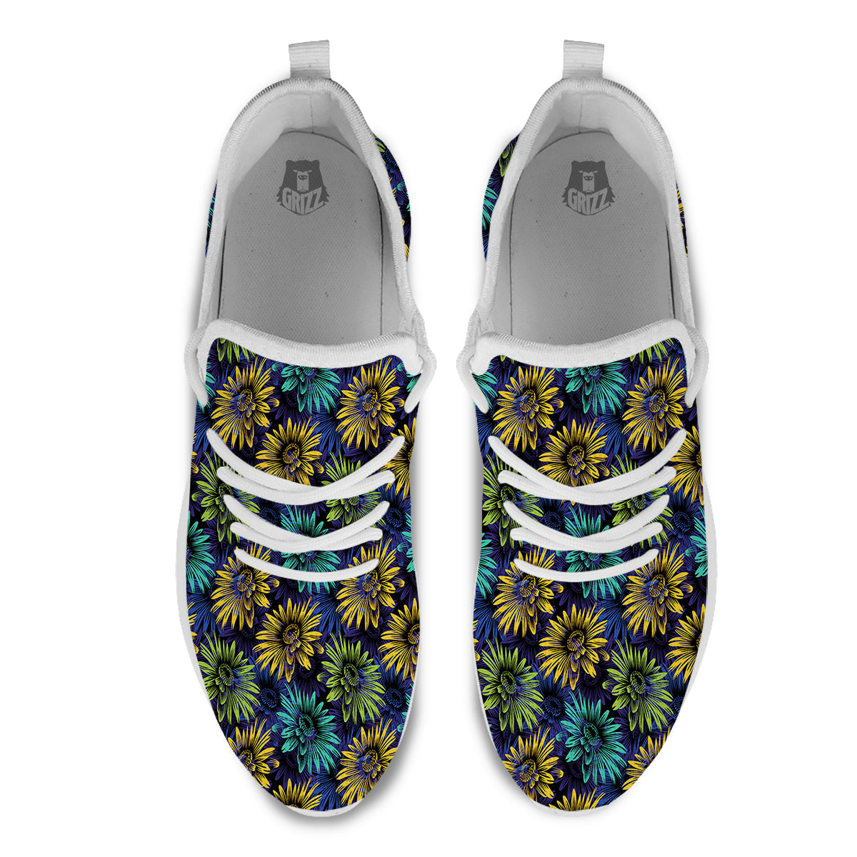 Sunflower Abstract Print Pattern White Athletic Shoes-grizzshop
