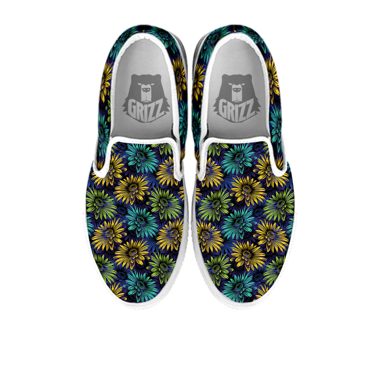 Sunflower Abstract Print Pattern White Slip On Shoes-grizzshop