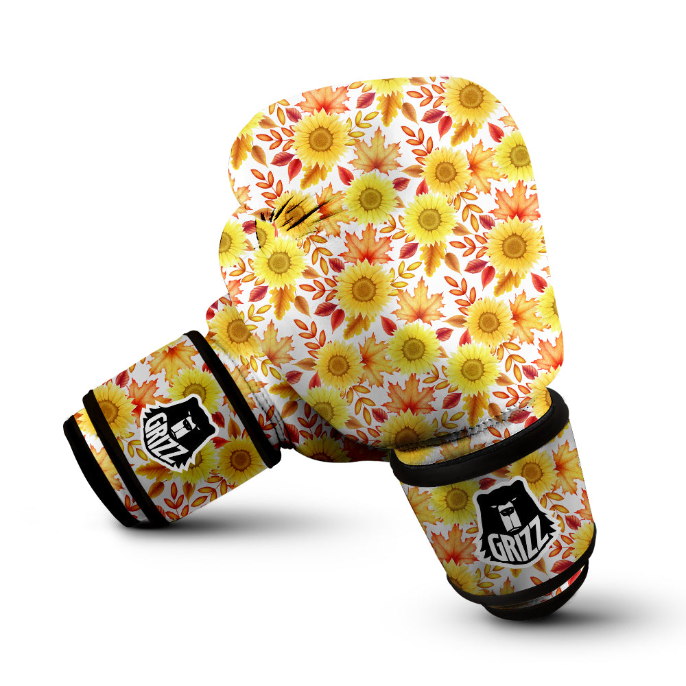 Sunflower Autumn Print Pattern Boxing Gloves-grizzshop