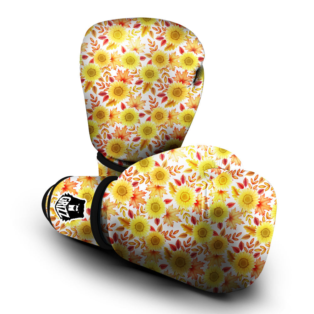 Sunflower Autumn Print Pattern Boxing Gloves-grizzshop