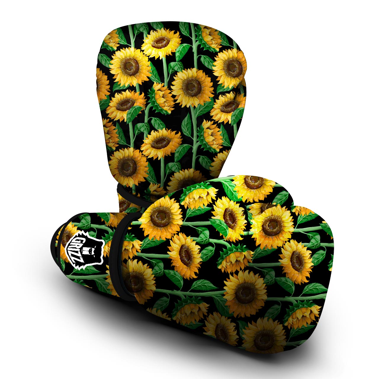 Sunflower Black Print Boxing Gloves-grizzshop