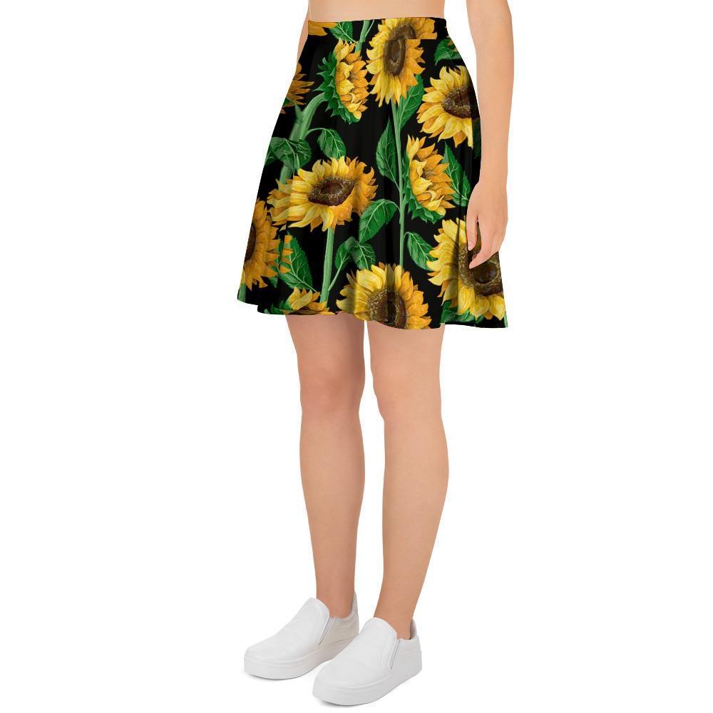 Sunflower Black Print Women's Skirt-grizzshop
