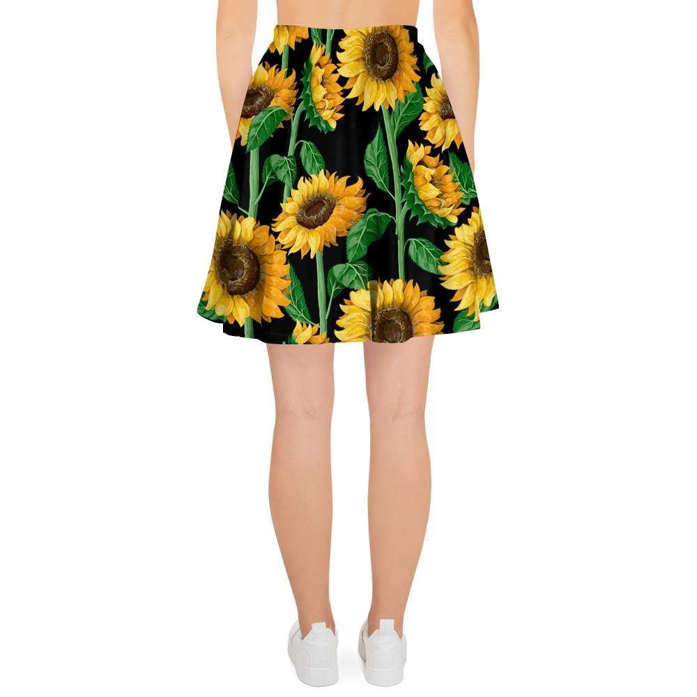 Sunflower Black Print Women's Skirt-grizzshop
