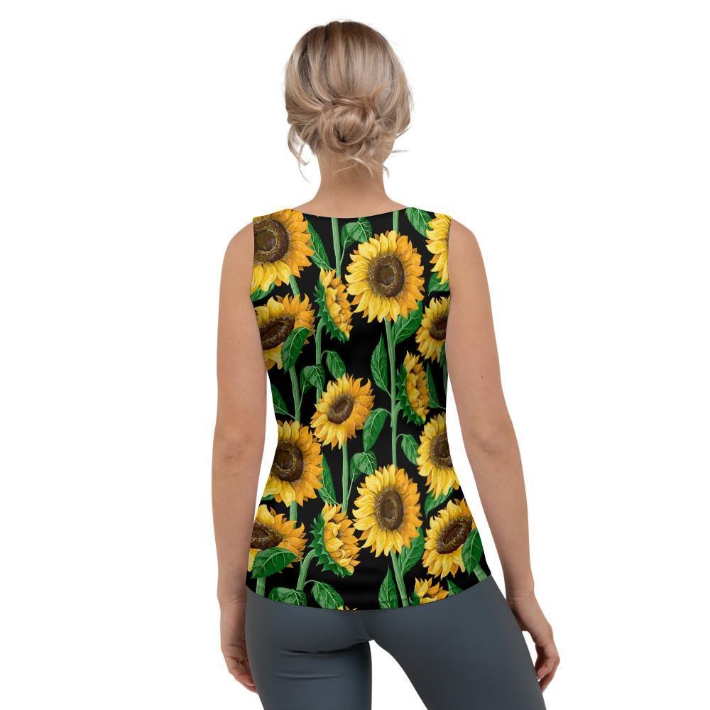Sunflower Black Print Women's Tank Top-grizzshop