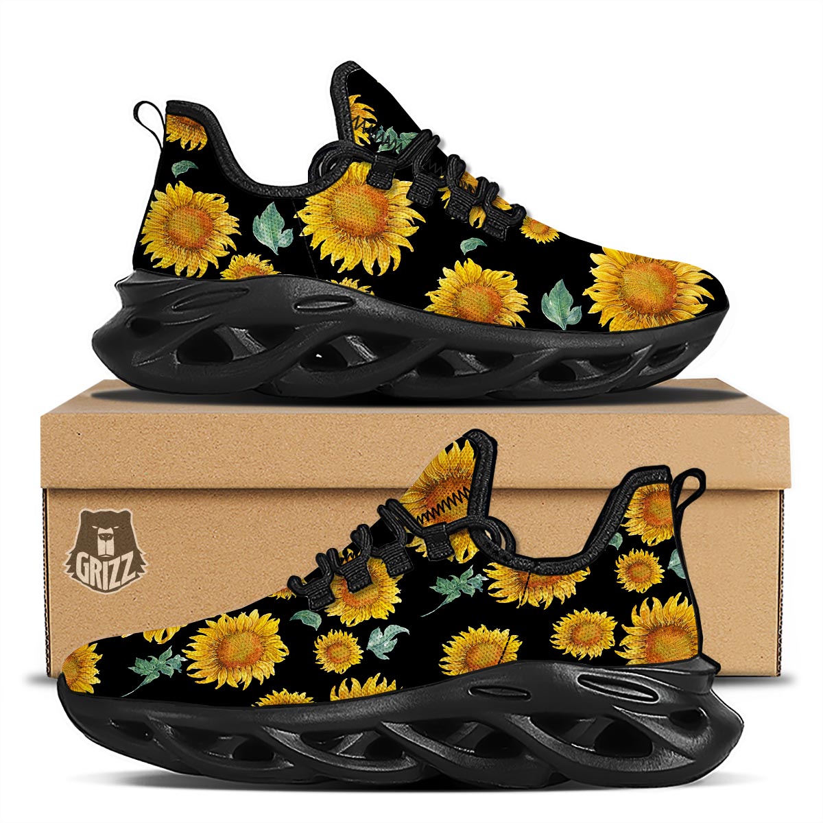 Sunflower Black Running Shoes-grizzshop