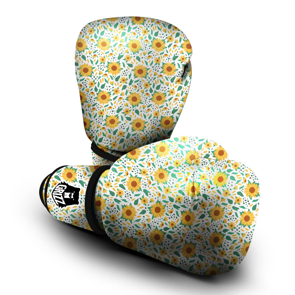 Sunflower Blooming Print Pattern Boxing Gloves-grizzshop