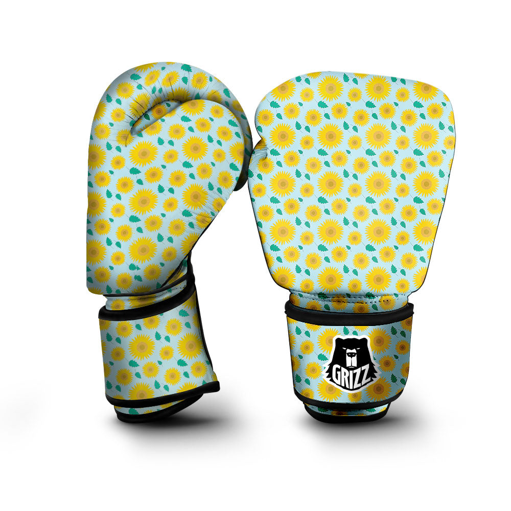 Sunflower Blue Cute Print Pattern Boxing Gloves-grizzshop