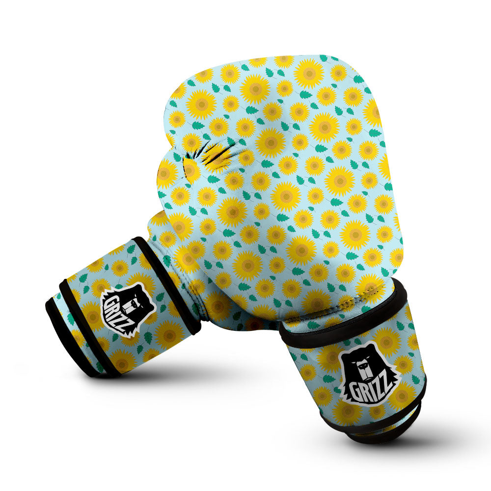 Sunflower Blue Cute Print Pattern Boxing Gloves-grizzshop