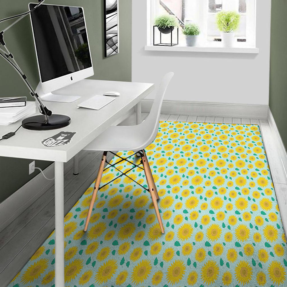 Sunflower Blue Cute Print Pattern Floor Mat-grizzshop