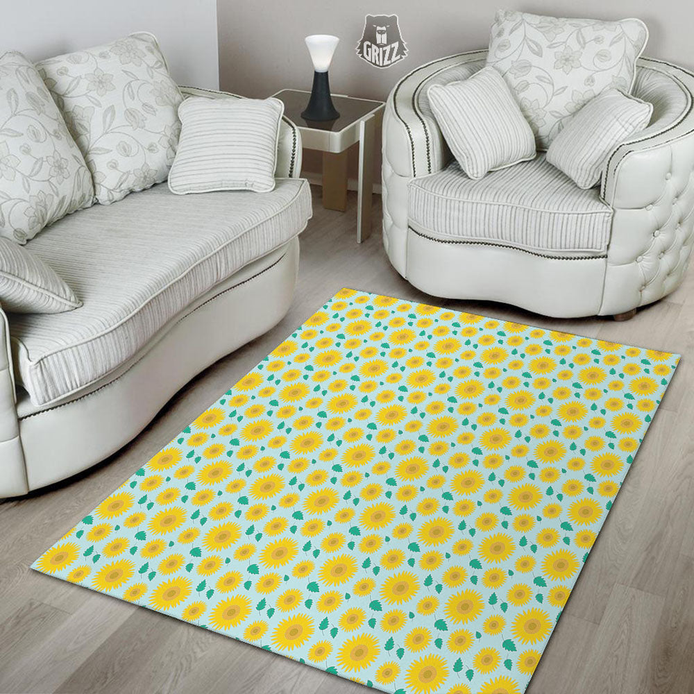 Sunflower Blue Cute Print Pattern Floor Mat-grizzshop