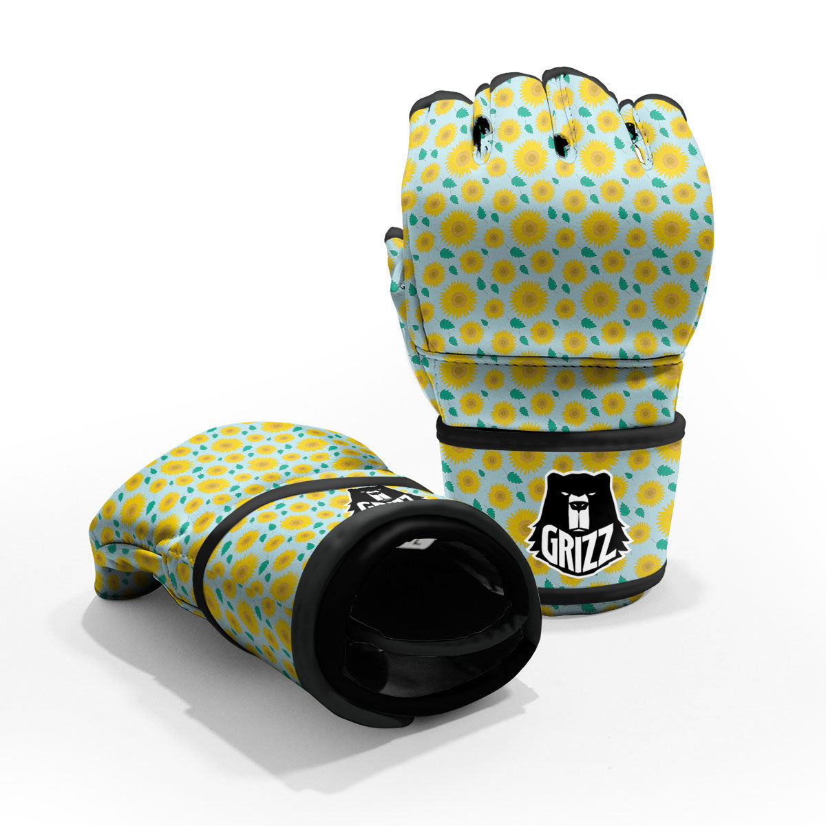 Sunflower Blue Cute Print Pattern MMA Gloves-grizzshop