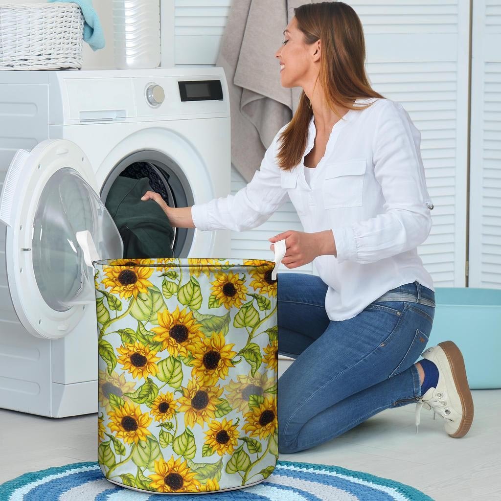 Sunflower Blue Laundry Basket-grizzshop