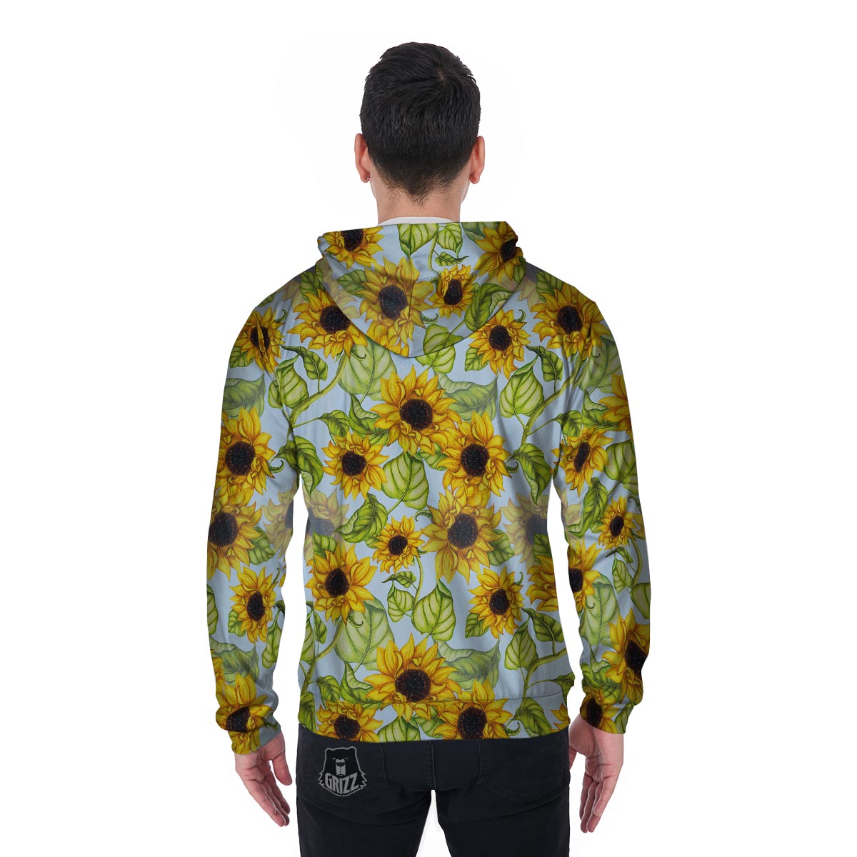 Sunflower Blue Men's Zip Up Hoodie-grizzshop