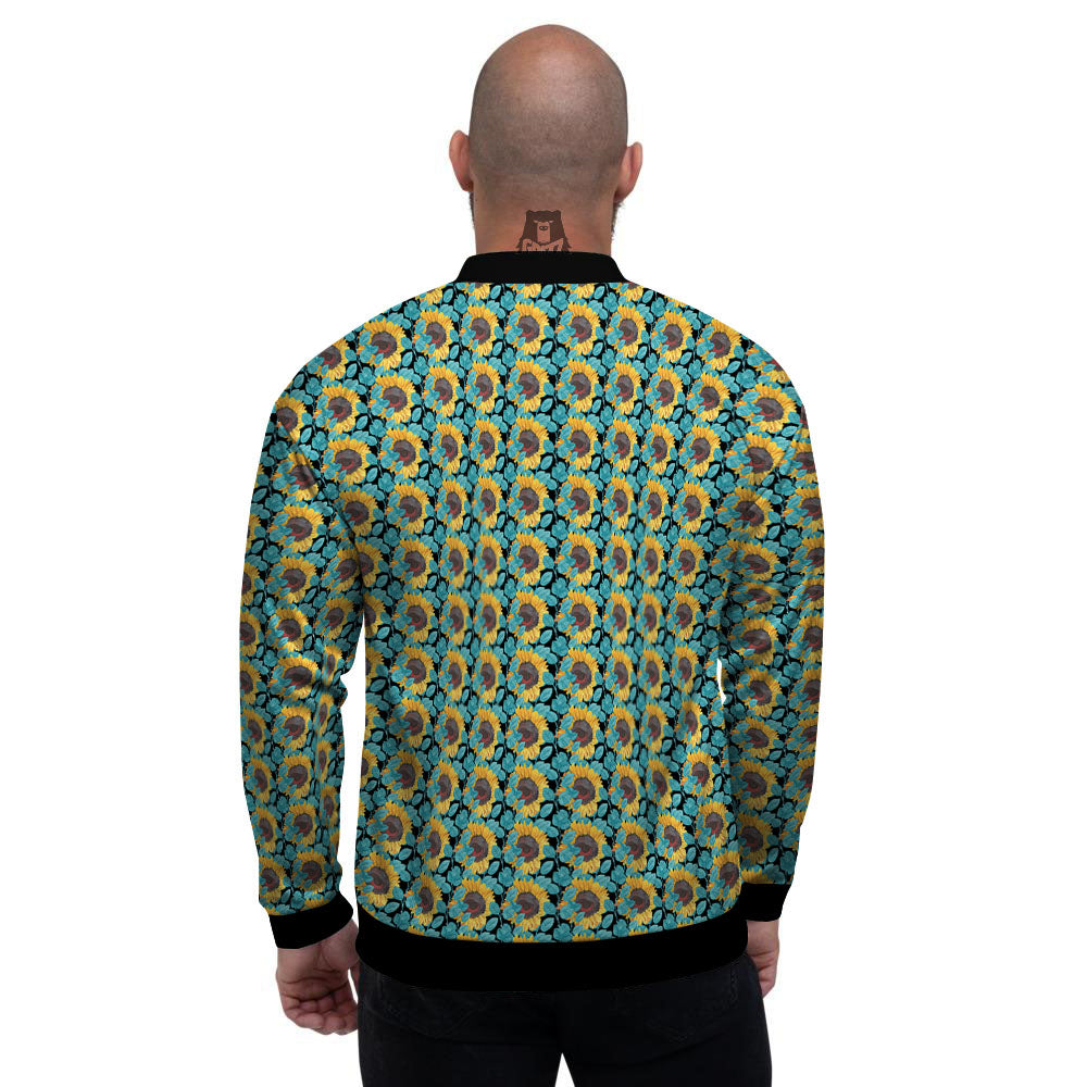 Sunflower Blue Print Pattern Men's Bomber Jacket-grizzshop